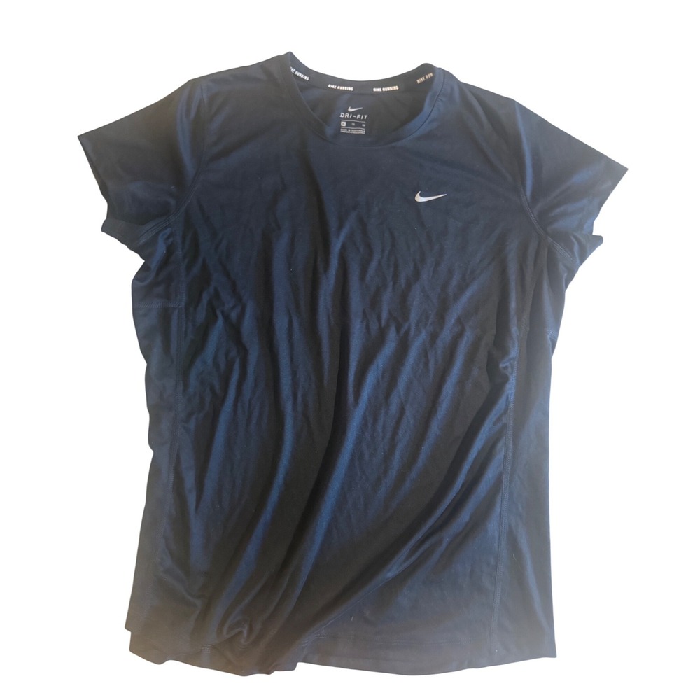Nike Running Dri-FIT Shirt Black Short Sleeve Crew Neck Mens XL Athletic Top
